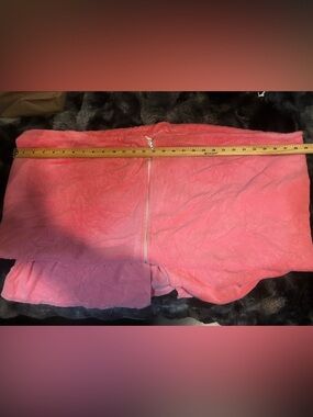 Long Pink Plush Zip-Up halter towel with ties.